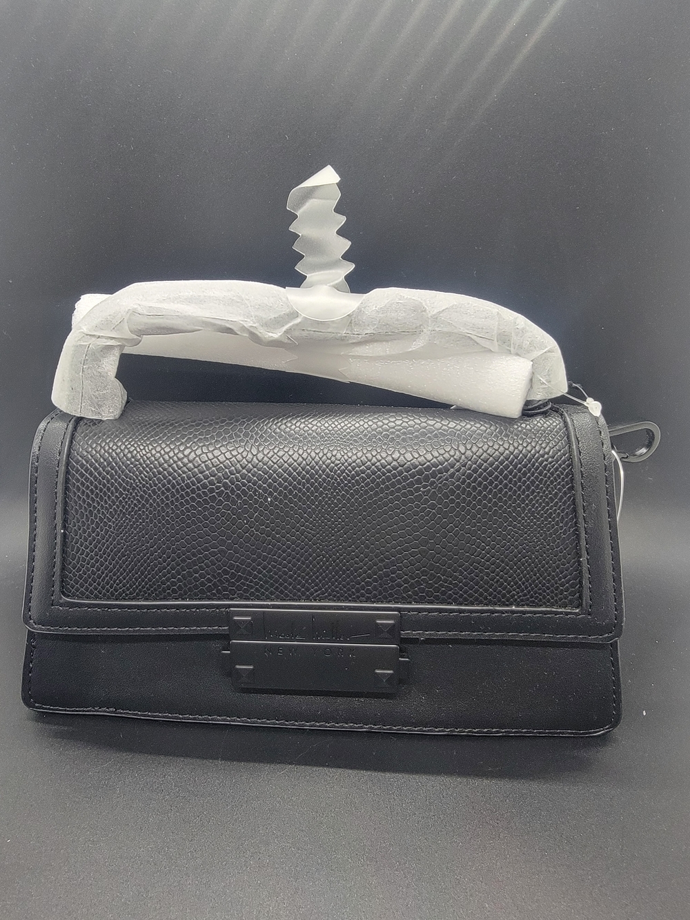 Nicole Miller Black Textured Crossbody Top-Handle Bag